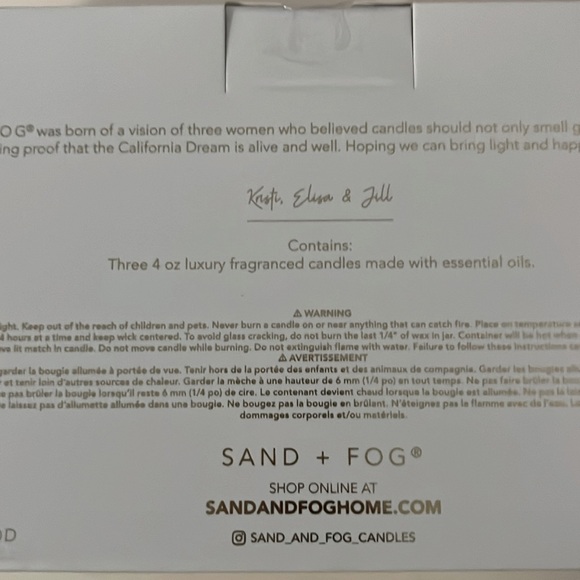 Sand + Fog Candle Set NIB - Picture 3 of 3